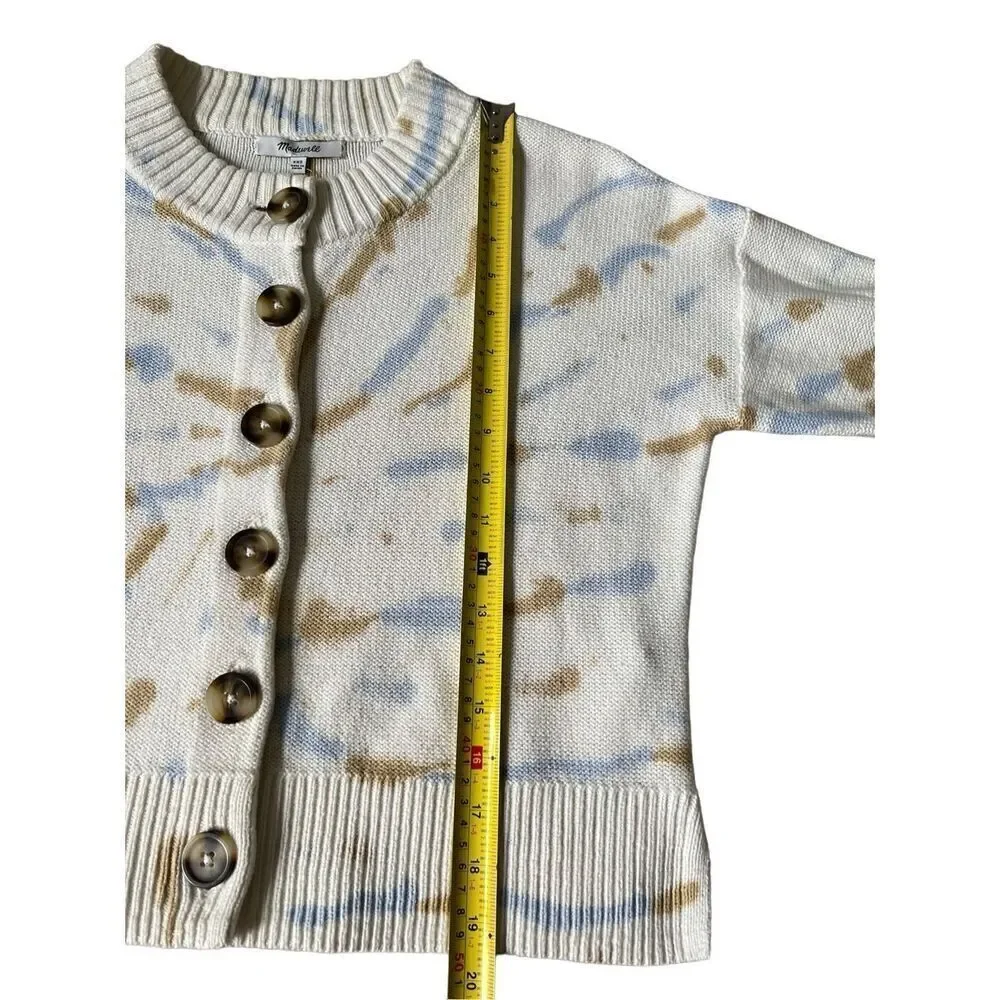 NWOT‎ Tie-Dye Broadway Cardigan Sweater size XXS Button Front Tan Cream Blue